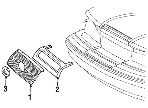 1990 Mercury Cougar Grille & Components Diagram