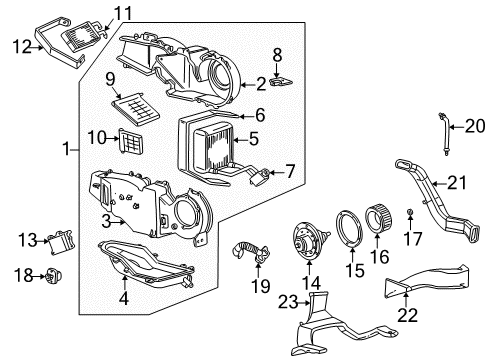 2003 Ford Excursion Auxiliary A/C & Heater Unit Diagram