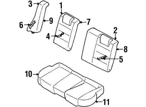 1997 Mercury Tracer Seat Back Frame, Rear Passenger Side Diagram for F7CZ54613A38AB