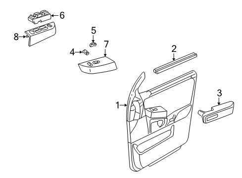 2002 Mercury Mountaineer Interior Trim - Front Door Diagram