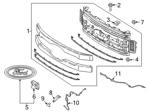 2018 Ford F-350 Super Duty Grille & Components Diagram 2 - Thumbnail