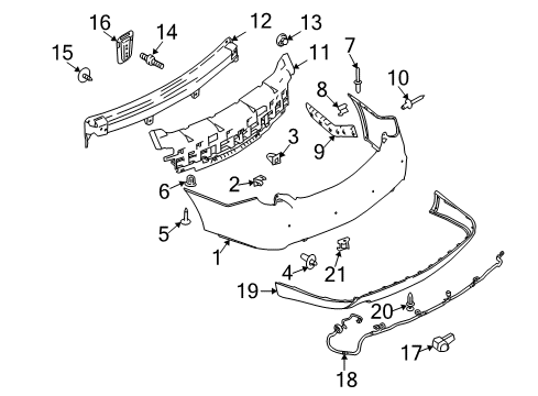 2010 Lincoln MKS Bumper & Components - Rear Diagram 2 - Thumbnail