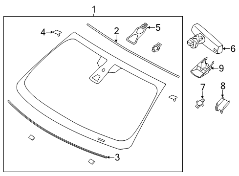 2013 Lincoln MKS Glass - Windshield Diagram
