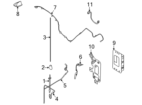 2007 Mercury Montego Antenna Cable Diagram for 5F9Z-18812-CA