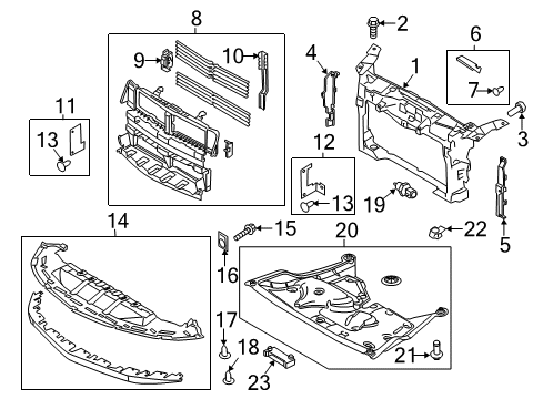 2015 Lincoln MKS Radiator Support, Front Diagram for DG1Z-16138-A