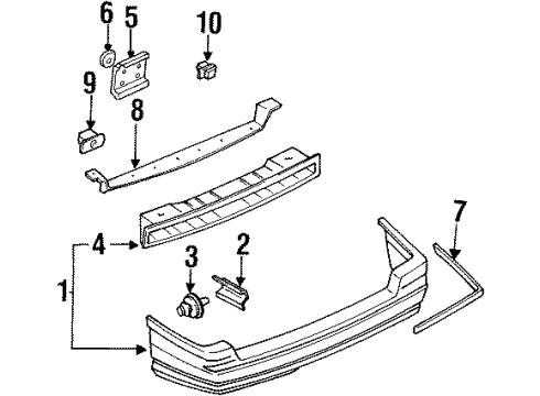 1996 Mercury Tracer Bumper Cover Bracket, Rear Driver Side Diagram for F3CZ17B931C