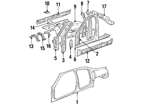 1996 Ford Contour Center Pillar & Rocker Diagram