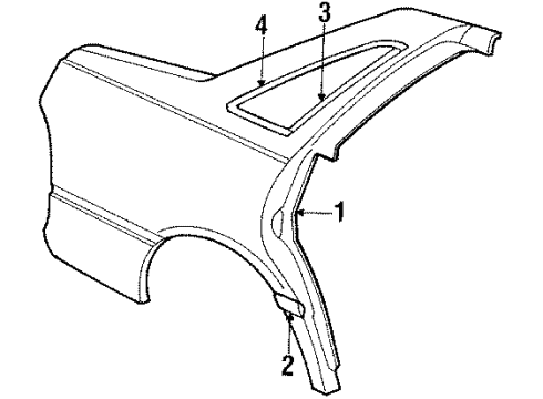 1988 Ford Tempo Side Molding, Black, Driver Side Diagram for E83Z5429077AA