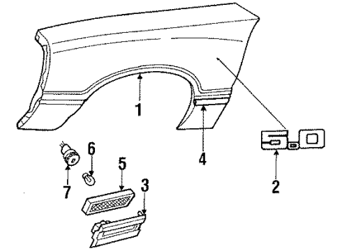 1986 Mercury Capri Ornament Diagram for D9ZZ-16228-A