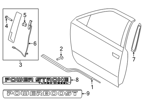 2023 Ford F-150 Exterior Trim - Front Door Diagram