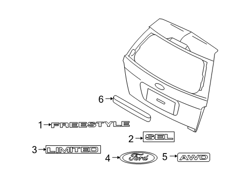 2006 Ford Freestyle Exterior Trim - Lift Gate Diagram
