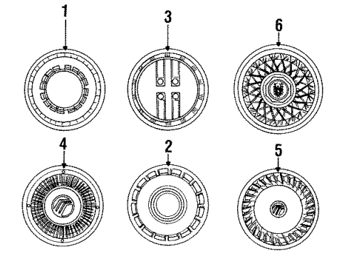 1990 Mercury Topaz Wheel Covers & Trim Diagram