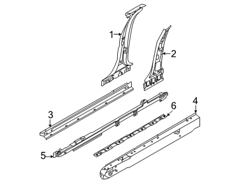2024 Ford Mustang Mach-E Center Pillar & Rocker Diagram