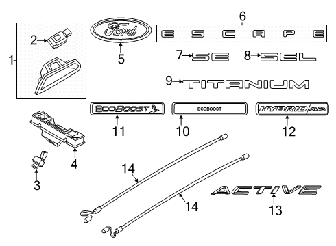2024 Ford Escape Exterior Trim - Lift Gate Diagram