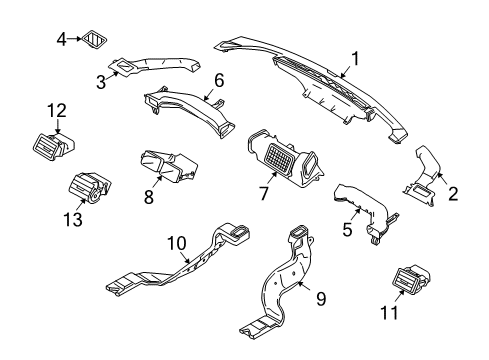 2011 Mercury Milan Center Duct Diagram for AE5Z-19B680-E