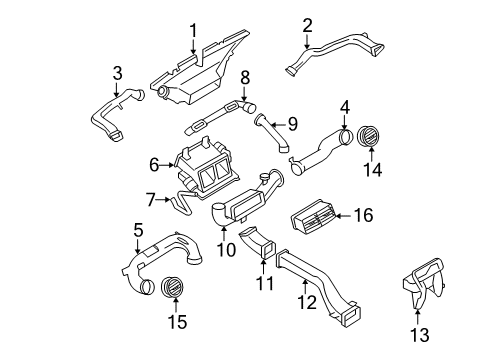 2007 Ford Explorer Air Duct, Upper Driver Side Diagram for 7L2Z-19B680-BA