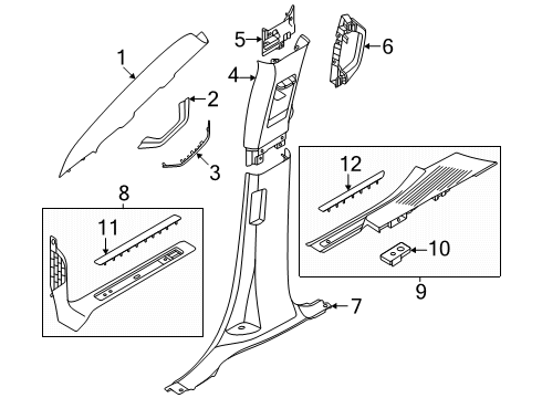 2025 Ford Expedition Interior Trim - Pillars Diagram