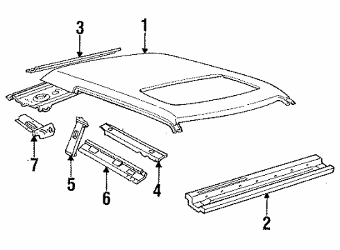 1986 Lincoln Continental Roof & Components Diagram