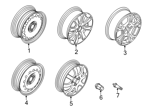2011 Ford Fiesta Wheel, Alloy Diagram for AE8Z-1007-A