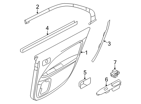 2006 Lincoln Zephyr Interior Trim - Rear Door Diagram