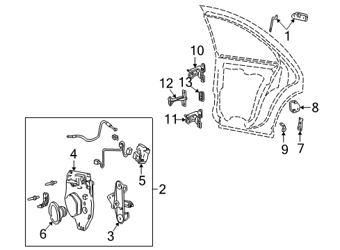 2004 Lincoln LS Rear Door - Lock & Hardware Diagram