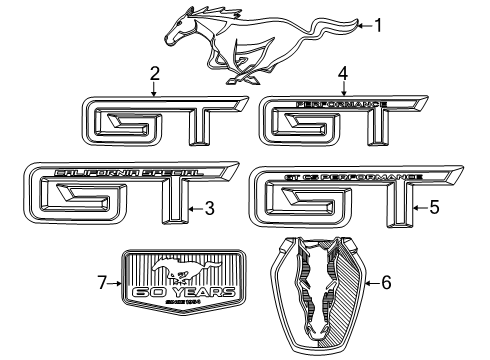 2025 Ford Mustang Emblem Diagram for SR3Z-6342528-A