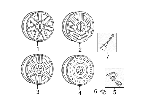 2004 Lincoln Aviator TPMS Sensor Diagram for 4L2Z-1A150-BB