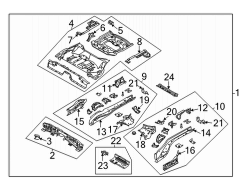 2024 Ford Bronco Sport Rear Floor & Rails Diagram