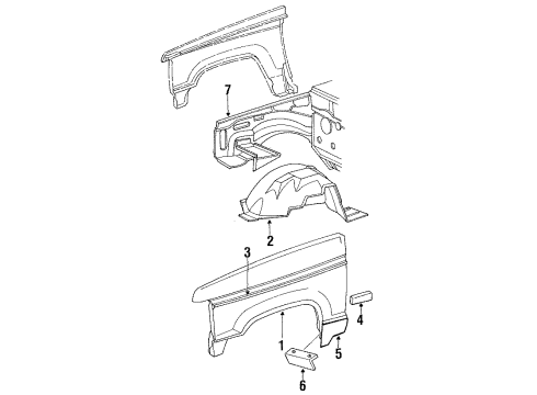1989 Ford Bronco II Exterior Trim - Fender Diagram