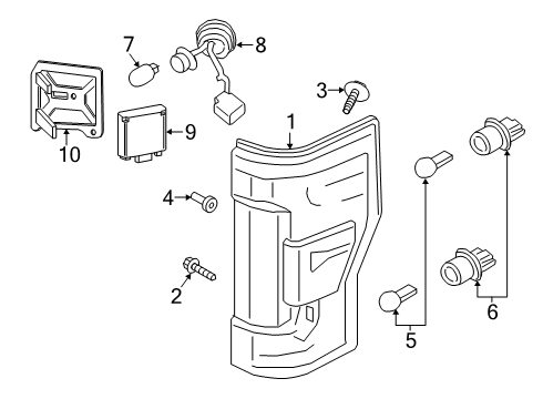 2022 Ford F-350 Super Duty Tail Lamps Diagram
