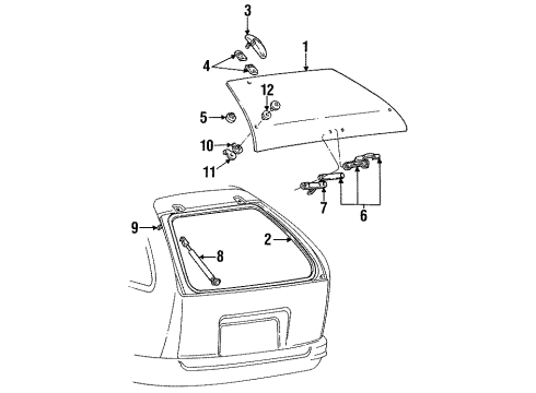 1992 Mercury Sable Glass - Lift Gate Diagram