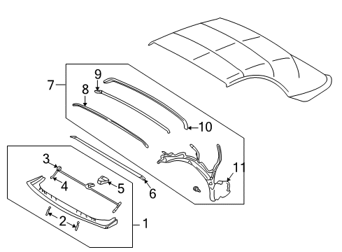 2005 Ford Thunderbird Frame & Components - Convertible Top Diagram