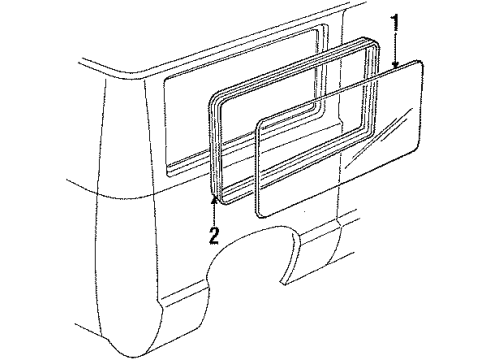 1990 Ford E-150 Econoline Club Wagon Glass - Side Panel Diagram 2 - Thumbnail