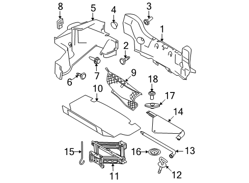 2009 Ford Mustang Rear Trim Panel Fastener Diagram for 5R3Z-54310D12-AAA