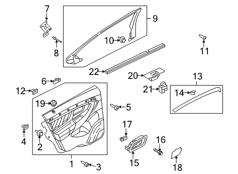 2016 Ford Taurus Interior Trim - Rear Door Diagram