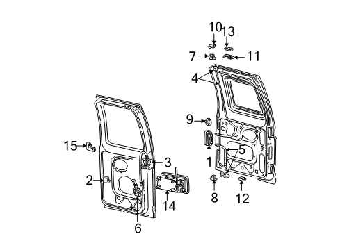 2001 Ford E-150 Econoline Back Door - Lock & Hardware Diagram