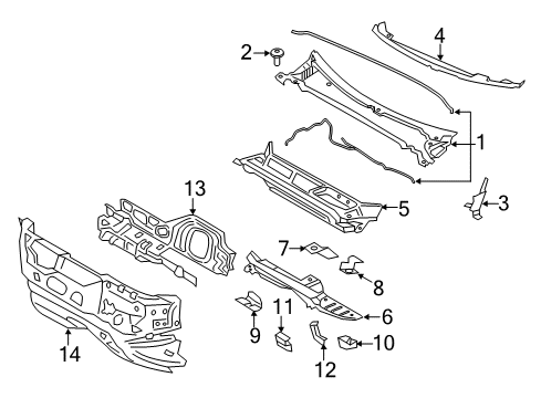 2019 Lincoln Continental Dash Panel Bracket Diagram for G3GZ-54015A12-A