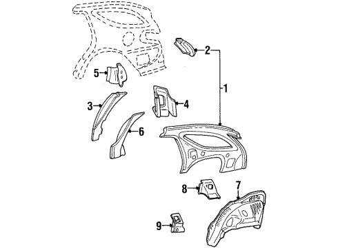 1999 Ford Taurus Shock Mount, Rear Passenger Side Diagram for F6DZ18A000A
