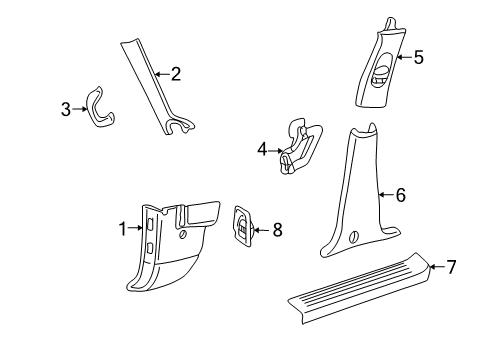 2004 Lincoln Aviator Grip Handle, Driver Side Diagram for 1L2Z-7831407-AAB