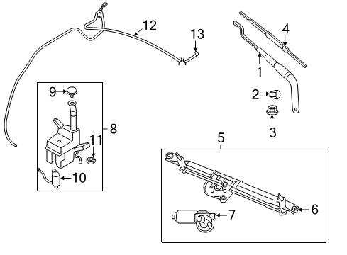 2008 Ford Mustang Wiper Arm Cover, Front Diagram for 5W4Z-17C526-AAA