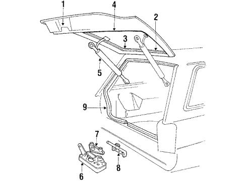 1988 Ford Escort Lift Gate - Lock & Hardware Diagram