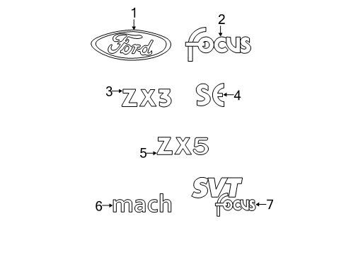 2000 Ford Focus Exterior Trim - Lift Gate Diagram