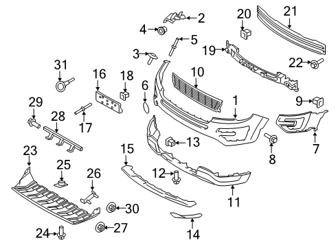 2017 Ford Explorer Bumper & Components - Front Diagram 2 - Thumbnail