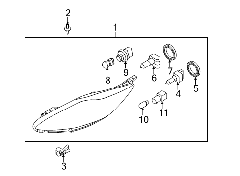 2011 Ford Fiesta Headlamp Components Diagram