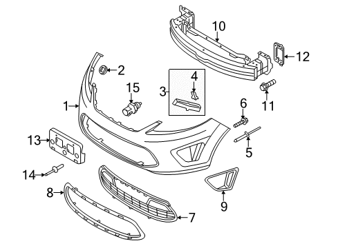 2012 Ford Fiesta Bumper & Components - Front Diagram