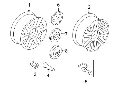 2008 Ford F-150 Wheel, Alloy Diagram for 6L3Z-1007-M