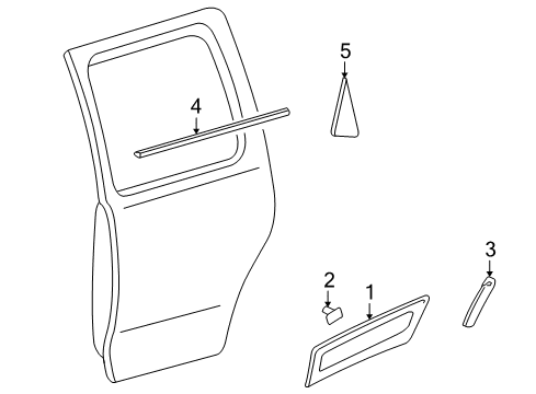 2006 Mercury Mariner Exterior Trim - Rear Door Diagram