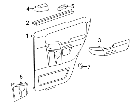 2002 Mercury Mountaineer Interior Trim - Rear Door Diagram