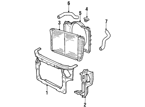 1985 Ford Thunderbird Radiator & Components Diagram