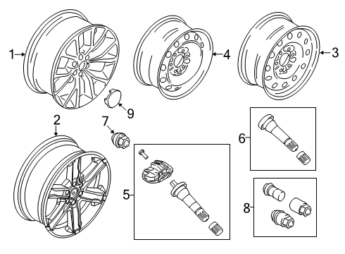 2021 Ford Expedition Wheel, Alloy Diagram for KL1Z-1007-A